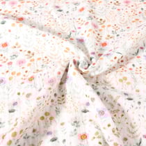 Tissu Double gaze Petites fleurs sur fond Blanc