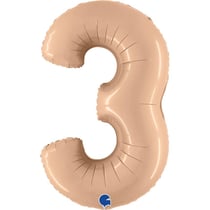 Ballon Géant Chiffre 3 Satin Nude (102 cm)