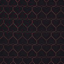 Tissu Doudoune matelassé Sofia coeurs roses sur fond Noir - Au mètre