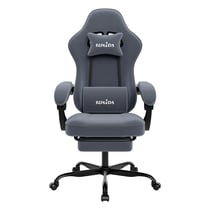 chaise gaming ergonomique avec repose-pieds, support lombaire et hauteur réglable - Gris
