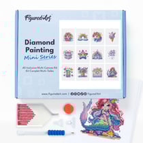 Figured’Art Mini Série Diamond Painting - Coffret Premium 12 toiles de 15x18cm Fantaisie - Broderie Diamant avec Strass Carrés - Kit Complet