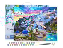 Peinture par Numéro Figured'Art avec Cadre - Paysage de Grèce - Kit de Loisir Créatif DIY Numéro d'Art Complet - 40x50cm toile tendue sur châssis