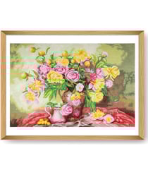 Kit de Point de Croix Roses 59x39 cm - Trimits - Kit Broderie Extra-Large Idéal pour les Passionnés Roses