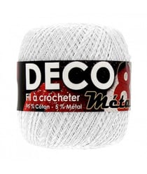 Coton à crocheter DECO 8M - Distrifil Blanc (BLANC ARGENTE)