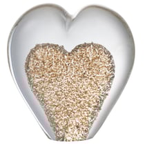 Presse papier sulfure coeur doré en verre 10 cm