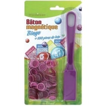 Baton magnetique bingo violet + 100 pions de loto - ramasse pions - lotoquine