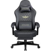 Chaise gaming GTPLAYER broderie - Tissu - Gris - 50 x 66 x 133 cm