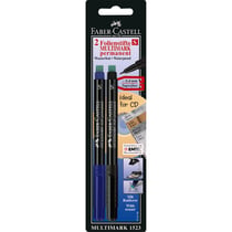 Lot de 2 marqueurs permanents pointe ronde 0,4 mm - FABER-CASTELL - Bleu et Noir
