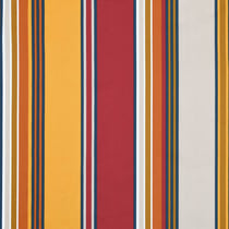 Tissu Toile Cretonne enduit rayé vertical Nauti sur fond Jaune moutarde - Au mètre