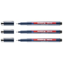 Lot de 3 feutres fins de précision EDDING 1800 - Noir - Pointe ogive - 0,5 mm