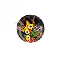 Mètre ruban chouette jaune sur fonds noir 5,5cm