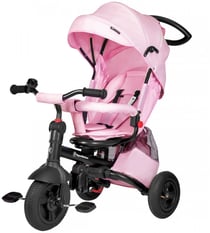 HyperMotion Tricycle Pour Enfant 12 mois à 5 ans (25 kg), Poussette Habillage Pluie, Roues Pompées, Siège Pivotant, Pliante | Tobi Velar Rose
