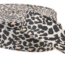 Bobine 14,5m sangle imprimé animalier léopard 38mm noir blanc