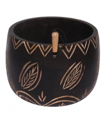 Bol Distributeur de laine imprimé tribal en bois - Knitpro Marron