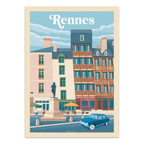 Affiche 30x40 cm - Rennes - Olahoop Travel Posters