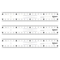 Lot de 3 règles double décimètre en plastique avec poignée - Maped