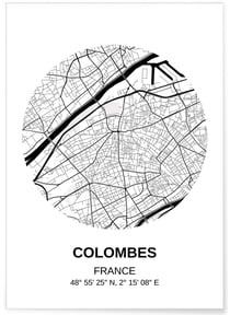 Affiche Carte Colombes | A3 : 29,7x42cm
