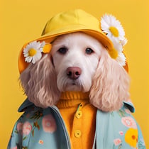 Tableau sur toile portrait chien estival 30x30 cm