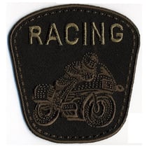 Ecusson thermocollant moto Racing noir 6.7cmx8cm