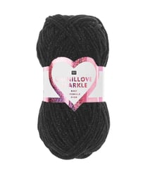 Pelote à tricoter CREATIVE CHENILLOVE SPARKLE - 100gr - Rico Design 06 Noir