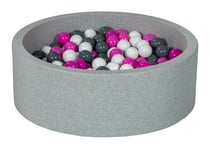 Piscine à balles Aire de jeu + 300 balles blanc, rose, gris - Velinda