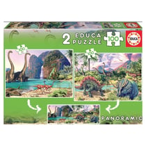 2 X 100 pcs le monde des dinosaures - Educa Borras - Vert