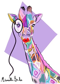 LA GIRAFE COQUETTE - Oeuvre d’art 50x70 cm - tirage en édition limitée - Artiste Mademoiselle Bouche