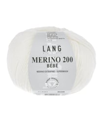 Pelote de laine à tricoter pour layette MERINO 200 BEBE - Lang Yarns 302 Ecru