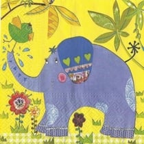 Lot de 4 serviettes en papier découpage collage 33 cm ELEPHANT