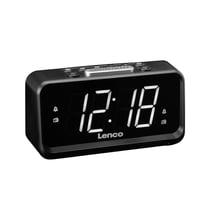 Lenco Radio-réveil avec Variateur Manuel et Veilleuse LED Double Alarme Noir