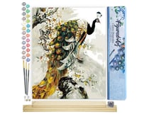 Peinture par Numéro Figured'Art - Paon doré - Kit de Loisir Créatif DIY Numéro d'Art Complet - 40x50cm toile roulée + châssis en bois à monter