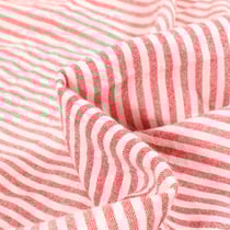 Tissu Viscose Coton Rayures aspect lin Rayures rouges sur fond Blanc - Au mètre