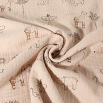 Tissu Double gaze Coton Ituri animaux sur fond Blanc - Au mètre