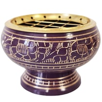 Porte encens à charbon en laiton pourpre