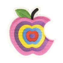 Lot de 3 écussons thermocollants pomme croquée dégradé fushia 3cm x 3cm