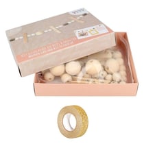 Coffret DIY décorations de Noël & Guirlande bois + masking tape doré à paillettes 5 m
