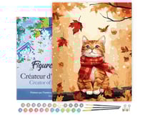Peinture par Numéro Figured'Art avec Cadre - Chat douillet en Automne - Kit de Loisir Créatif DIY Numéro d'Art Complet - 40x50cm toile tendue sur châssis