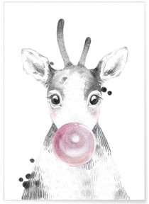 Affiche 'Bulle de Cerf Rose' | A3 : 29,7x42cm