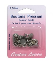 Boutons pression 11 mm couleur argent - Distrifil Sr Gris