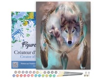 Peinture par Numéro Figured'Art avec Cadre - Loups et Plumes - Kit de Loisir Créatif DIY Numéro d'Art Complet - 40x50cm toile tendue sur châssis