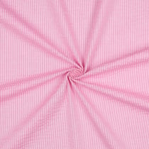 Tissu Seersucker Coton Rayures sur fond Rose