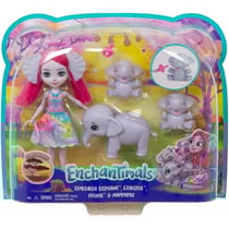 Enchantimals poupee esmeralda l'elephant mammoth prunie graceful - figurine 15 cm - animal zoo elephant - mattel gtm30