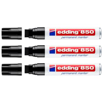 Lot de 3 marqueurs permanents - EDDING - Noir - Pointe biseautée 5-15 mm - Rechargeable