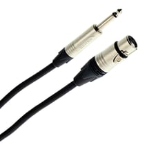 Plugger Elite Câble micro asymétrique XLR femelle / Jack mâle TS 6,35mm. Longueur 1,5m. Connecteurs Neutrik. Ampli, basse, guitare, haut-parleur, appareil DJ, synthé, carte son et autres. Qualité Pro