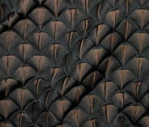 Tissu Jacquard d'habillement Éventails gaufrés bronze sur fond Noir
