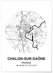 Affiche Carte Chalon-sur-Saône | A3 : 29,7x42cm