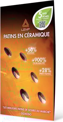 Lexip Mo42 V2 - Patins en Céramique - Glisse Incomparable - Compatible Souris, Laser et Optique - Vitesse, Précision, Contrôle, Confort de Jeu