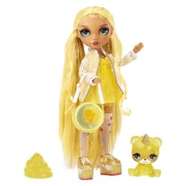 Poupée Mannequin avec Kit de Slime et Animal de Compagnie - Sunny (Jaune) - Poupée Pailletée 28 cm avec Kit de Slime