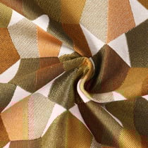 Tissu Jacquard Mustang motif géométrique Or sur fond Vert kaki