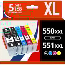 123CONSOMMABLES - PGI550/CLI551 XL - Cartouches encre compatible avec Canon 550 551 pour Pixma MX925 iP7200 iP7250 MG5650 MG7550 MG6350 MG6650 MX725 MX920 (2 Noir / 1 Cyan / 1 Magenta / 1 Jaune) - 123CONSOMMABLES